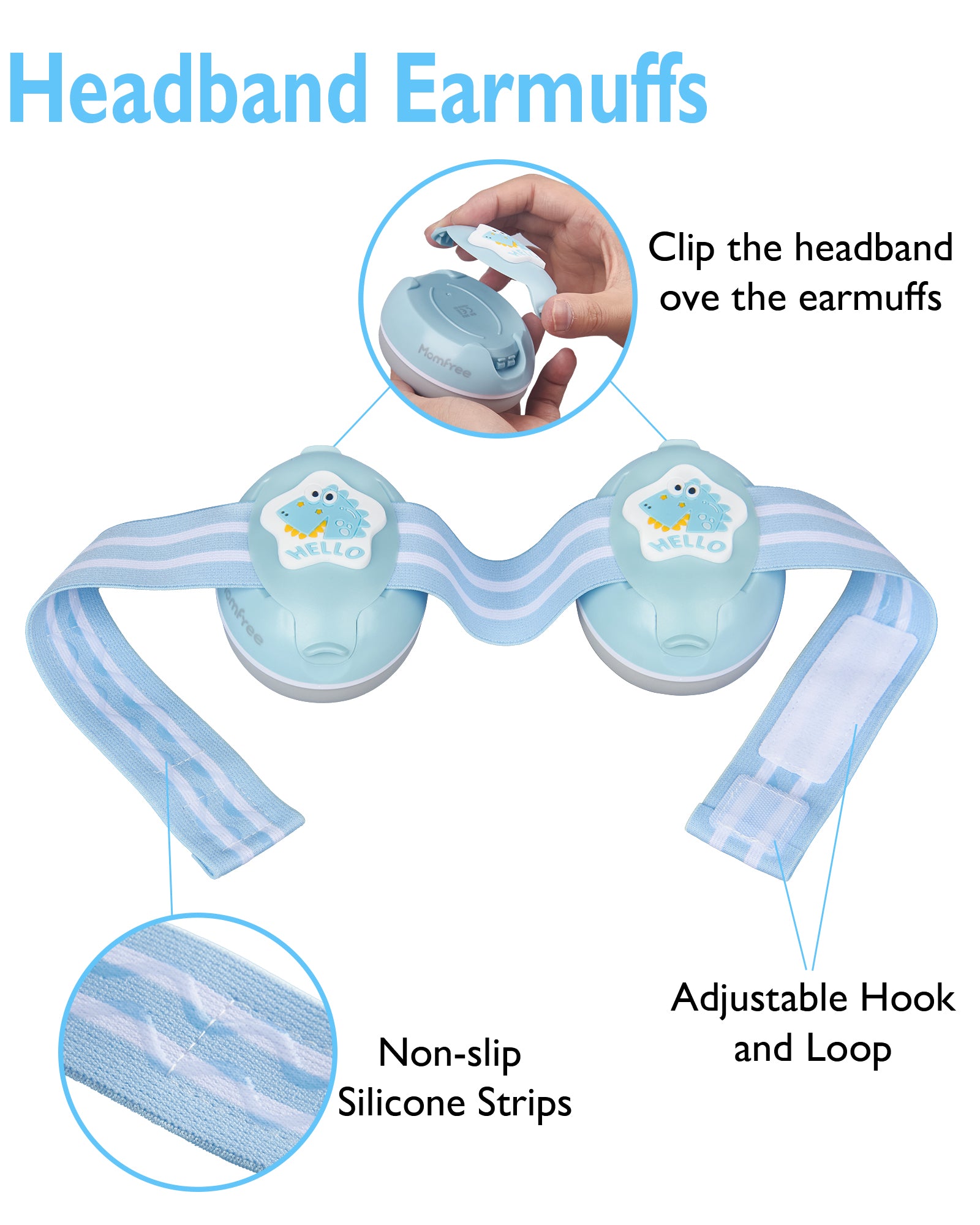 2 in 1 Baby Ear Muffs, Noise Reduction Earmuffs & Adjustable Headband for Baby, Hearing Protection Headphones