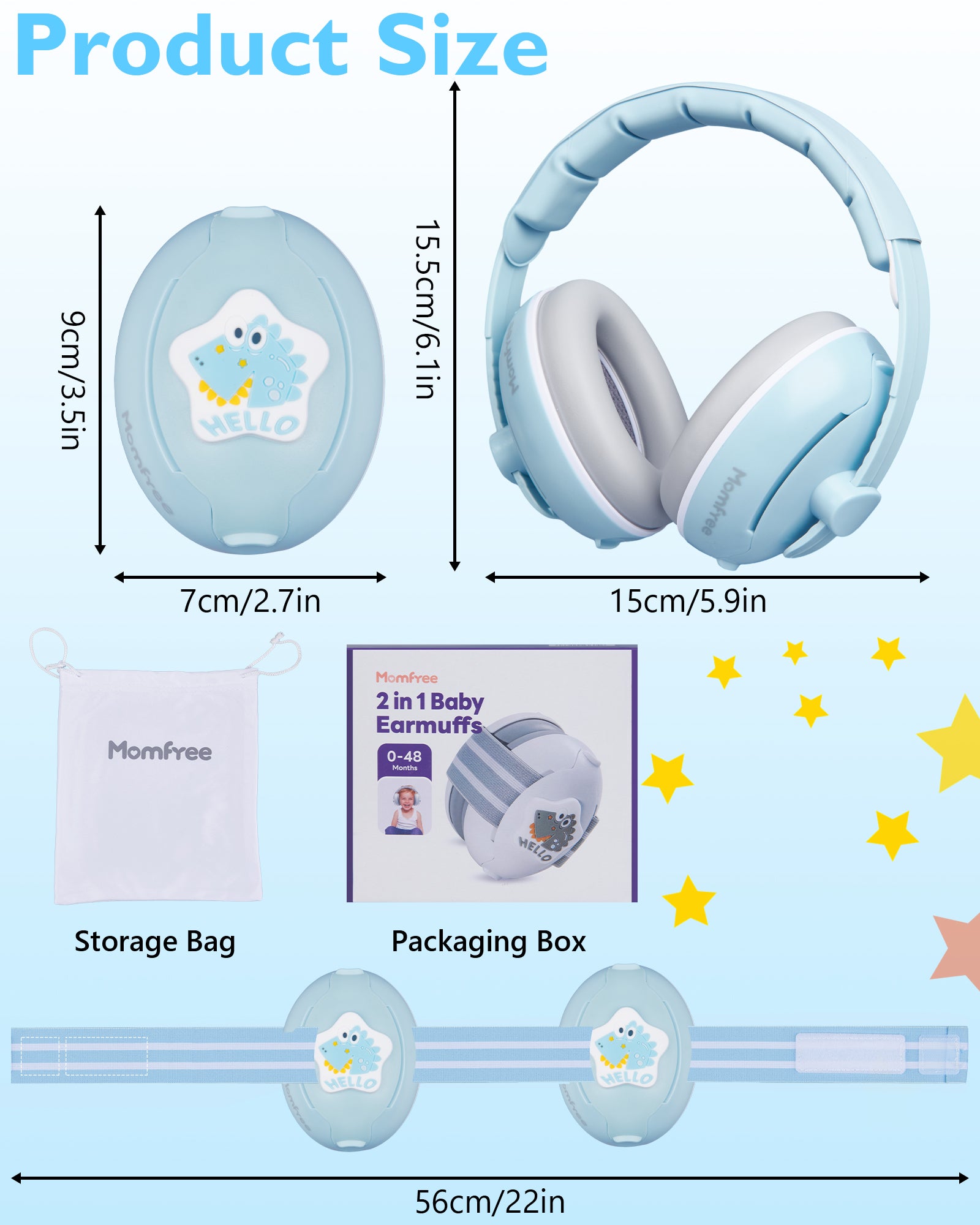 2 in 1 Baby Ear Muffs, Noise Reduction Earmuffs & Adjustable Headband for Baby, Hearing Protection Headphones