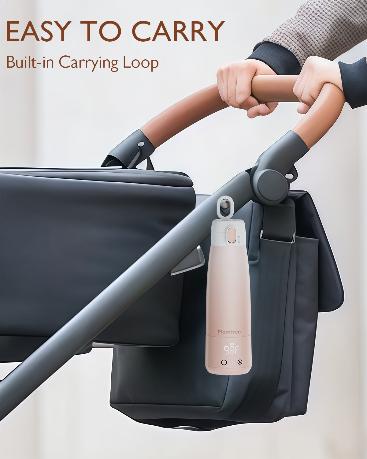 Momfree Portable Bottle Warmer for Baby, Milk Warmers for travel, Smart Touch LED Temperature Control , Food-Grade Cordless On The Go Heating Bottles - 5 Mins Quick Milk Heating & Water 12 Ounces