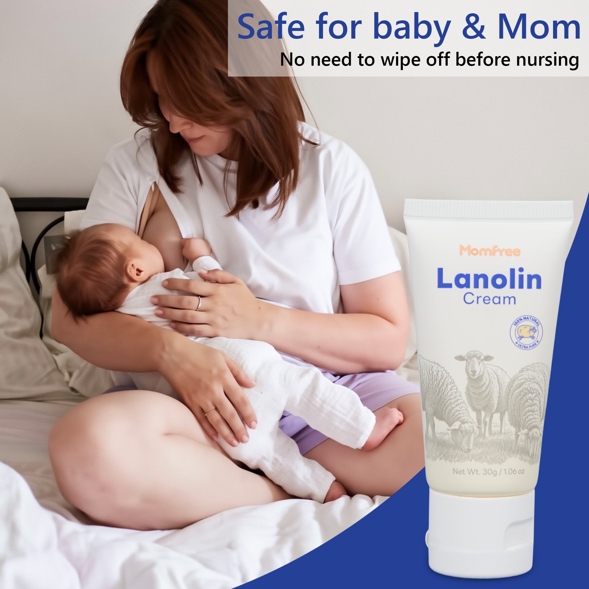 Nipple Cream Safe for Breastfeeding: Lanolin Nipples Balm 100% Natural | Sore Nipple Relief & Cracked | Soothing Protection for Nursing Moms