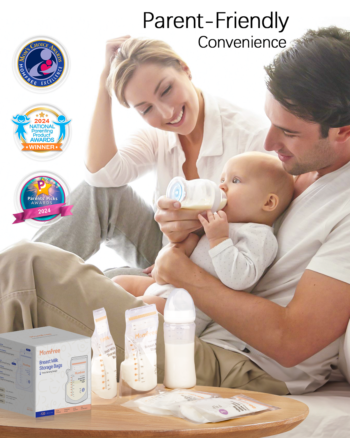 Breast Milk Storage Bags with Pour Spout 8 Ounce, Temp-Sensing Color Change, Fast Freeze