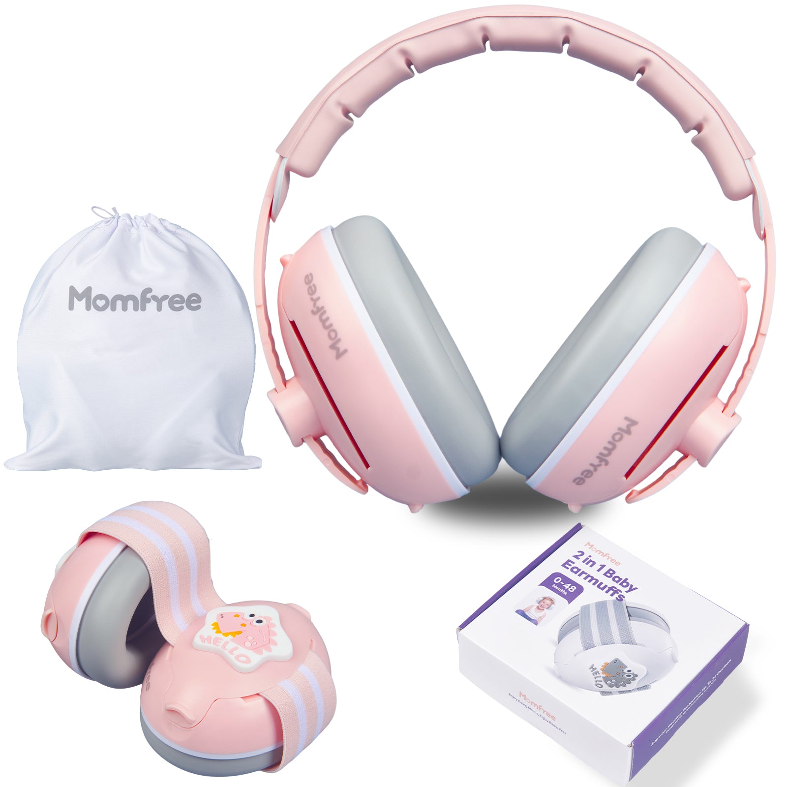 2 in 1 Baby Ear Muffs, Noise Reduction Earmuffs & Adjustable Headband for Baby, Hearing Protection Headphones