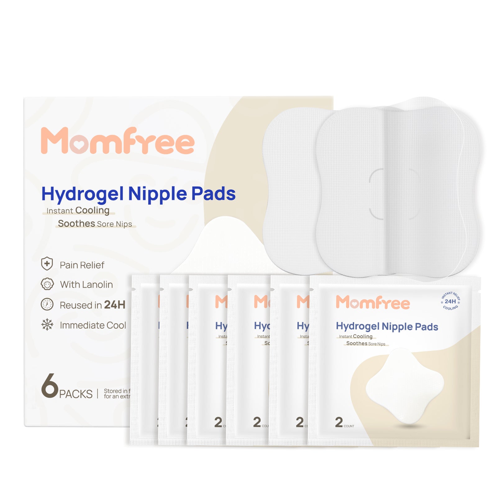 6Packs(12 Count) Cooling Nipple Pads for Breastfeeding: Hydrogel Gel Pad Instant Cooling Relief | Promotes Healing Irritated Nipples