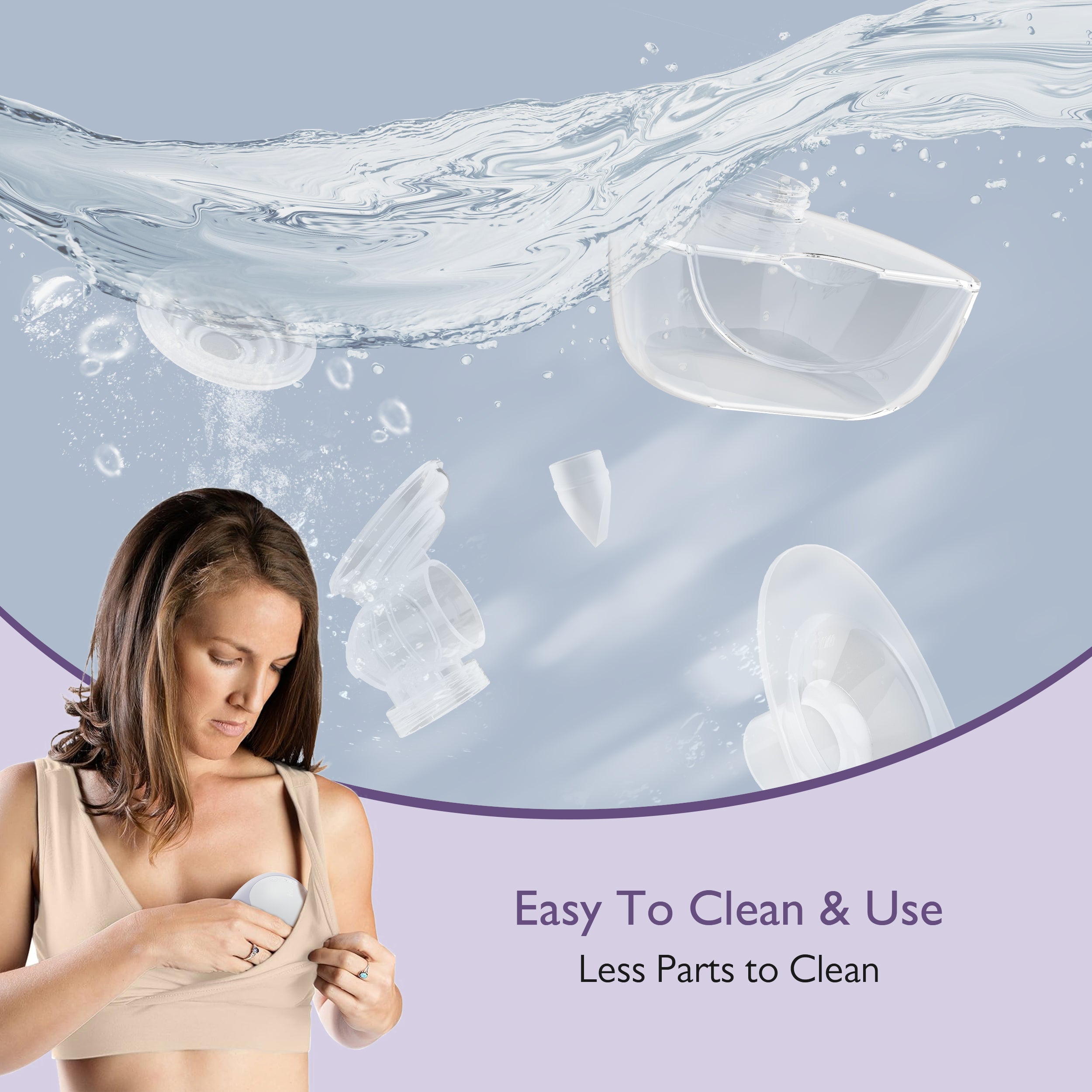 MF1 Breast Pump Hands Free Wearable Breast Pump Portable with 3 Modes/9 Levels/LED Display