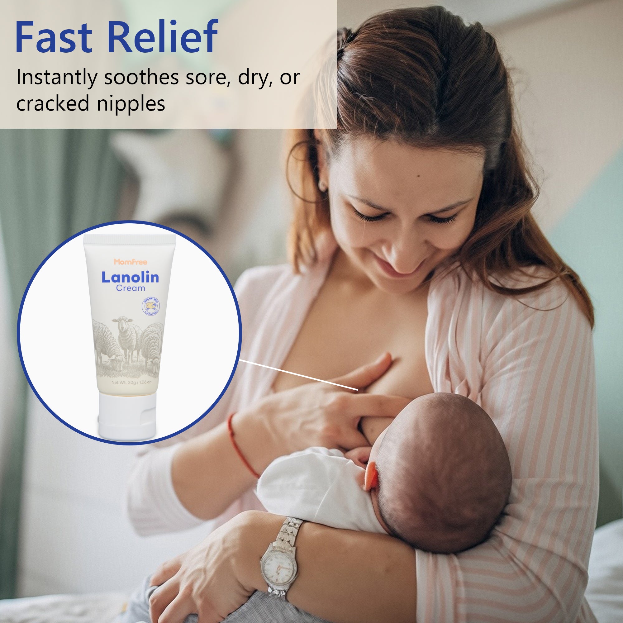 Nipple Cream Safe for Breastfeeding: Lanolin Nipples Balm 100% Natural | Sore Nipple Relief & Cracked | Soothing Protection for Nursing Moms