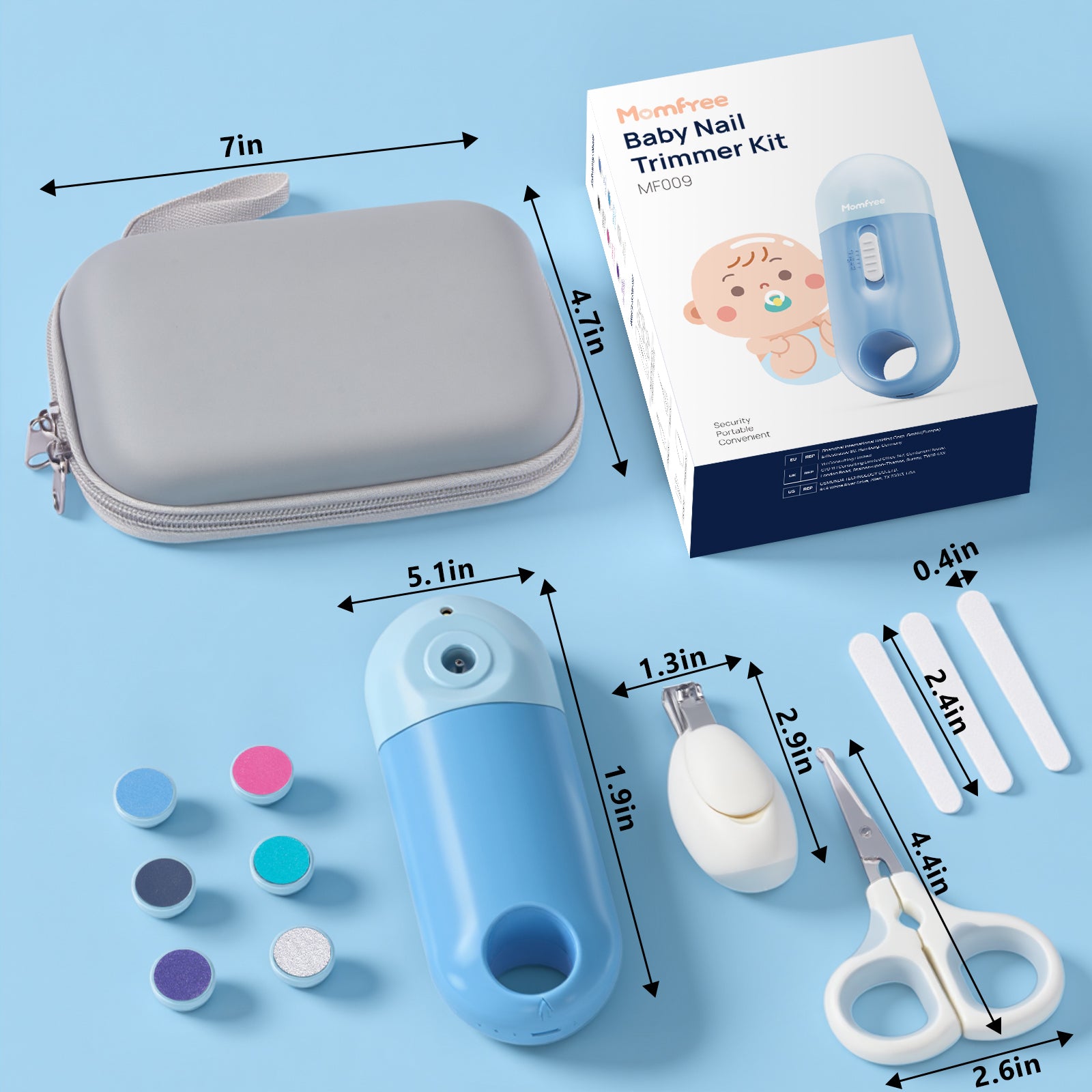 Baby Nail File Electric, 4-in-1 Baby Nail Trimmer Electric with Storage Case & Night Light for Newborn/Infant/Toddler/Kids, Nail Clipper/Scissor Nail Care Set for Toenails and Fingernails