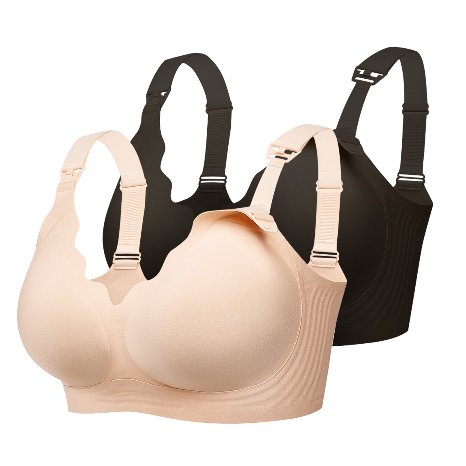 2 Pack Nursing Bras for Breastfeeding, Ultra Comfort Maternity Bra with Jelly Strip Support, Buttery Soft Seamless Bralette