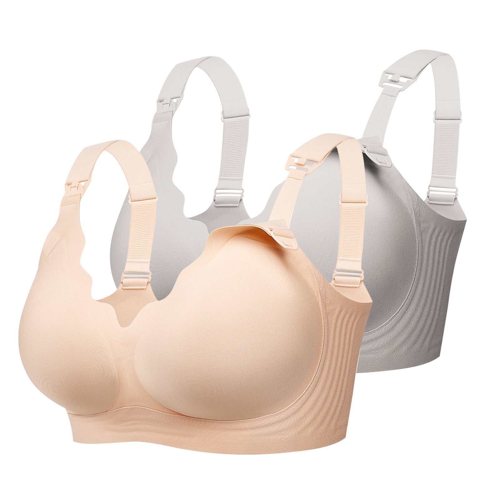 2 Pack Nursing Bras for Breastfeeding, Ultra Comfort Maternity Bra with Jelly Strip Support, Buttery Soft Seamless Bralette