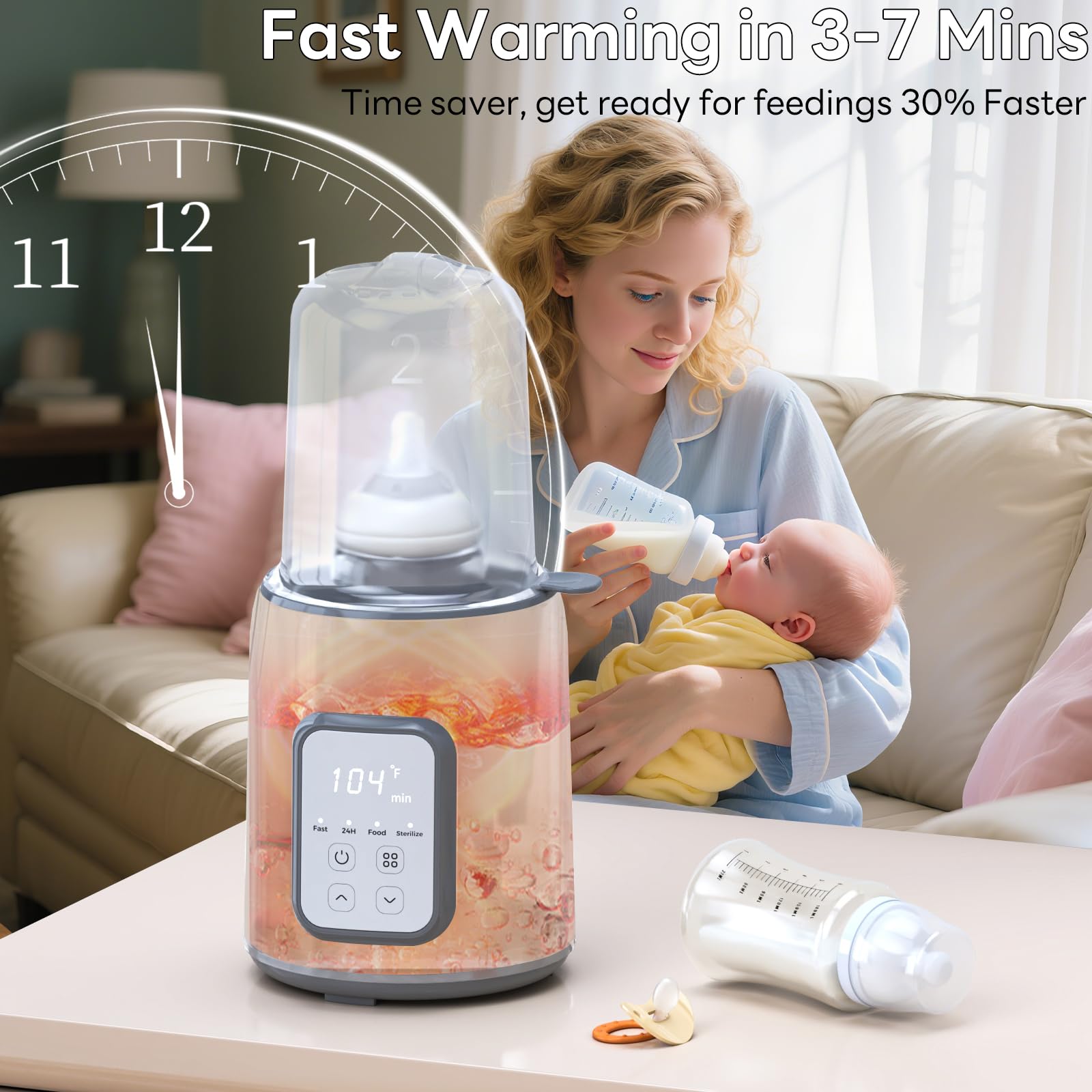 Bottle Warmer, 8-in-1 Fast Baby Bottle Warmer for Breastmilk and Formula,Milk Warmer with Accurate Temperature Control and Automatic Shut-Off,Multifunctional Bottle Warmers for All Bottles,Green