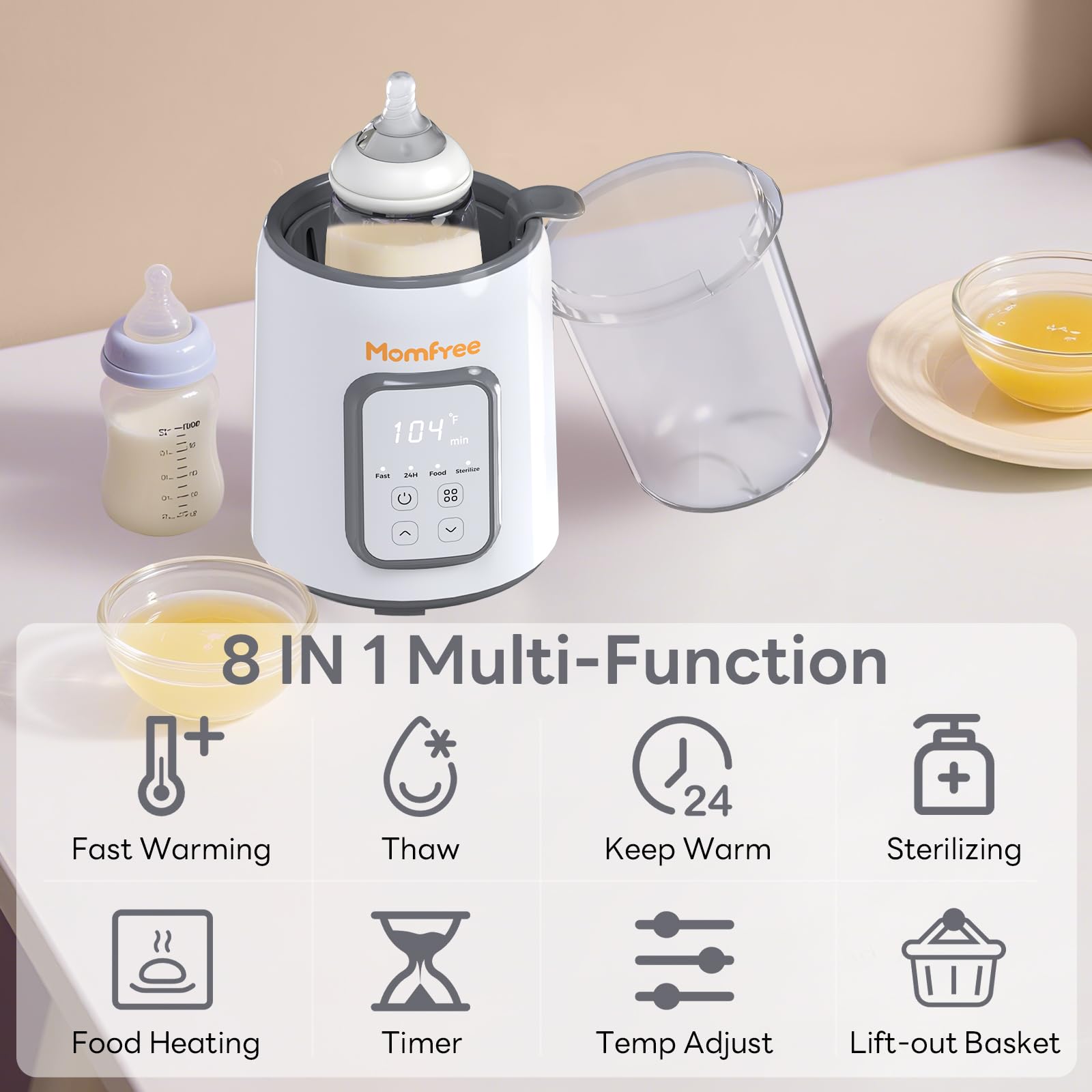 Bottle Warmer, 8-in-1 Fast Baby Bottle Warmer for Breastmilk and Formula,Milk Warmer with Accurate Temperature Control and Automatic Shut-Off,Multifunctional Bottle Warmers for All Bottles,Green