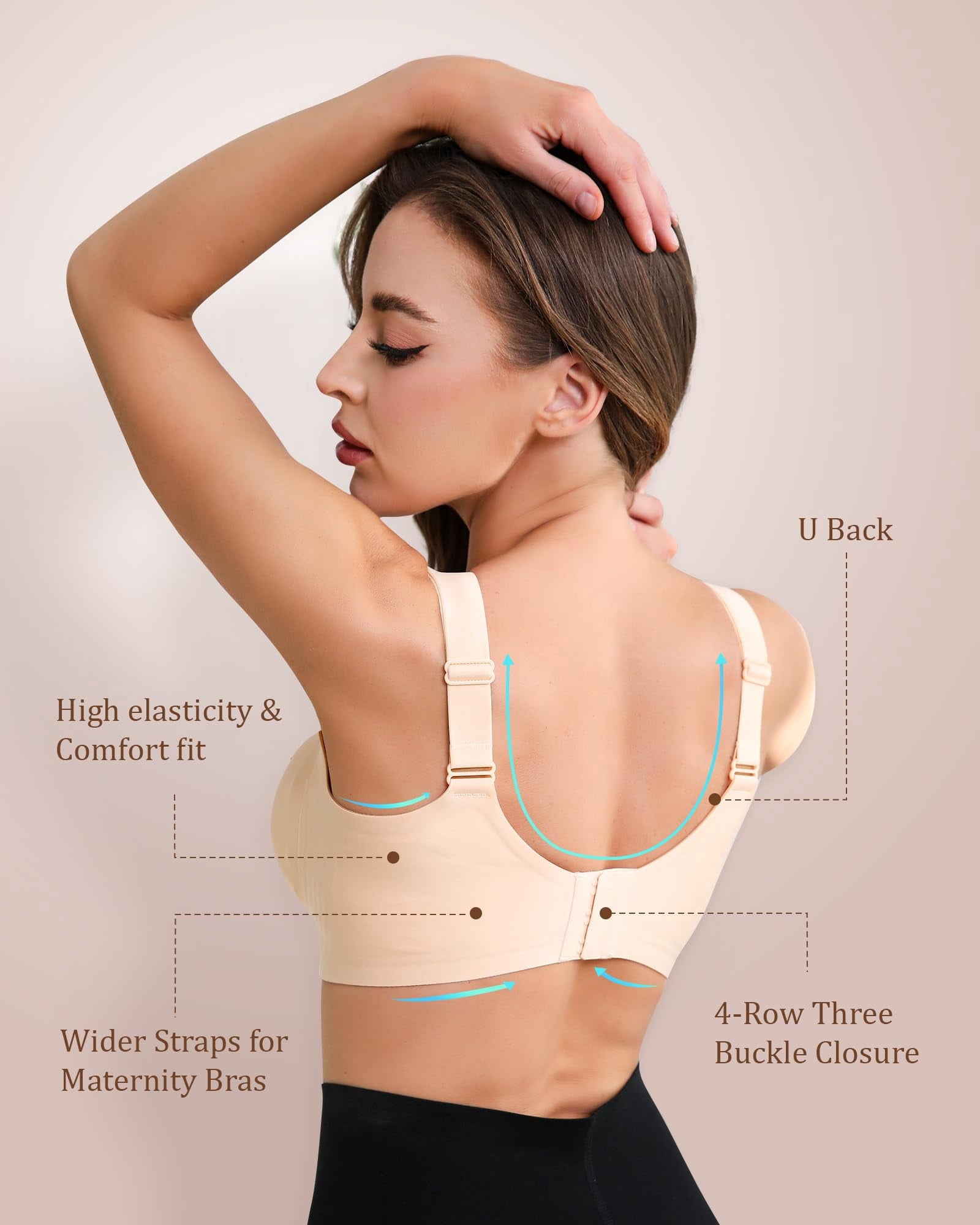 Momfree Nursing Bra, Seamless Maternity Bra with Jelly Strip Support, Buttery Soft Fabric for Breastfeeding