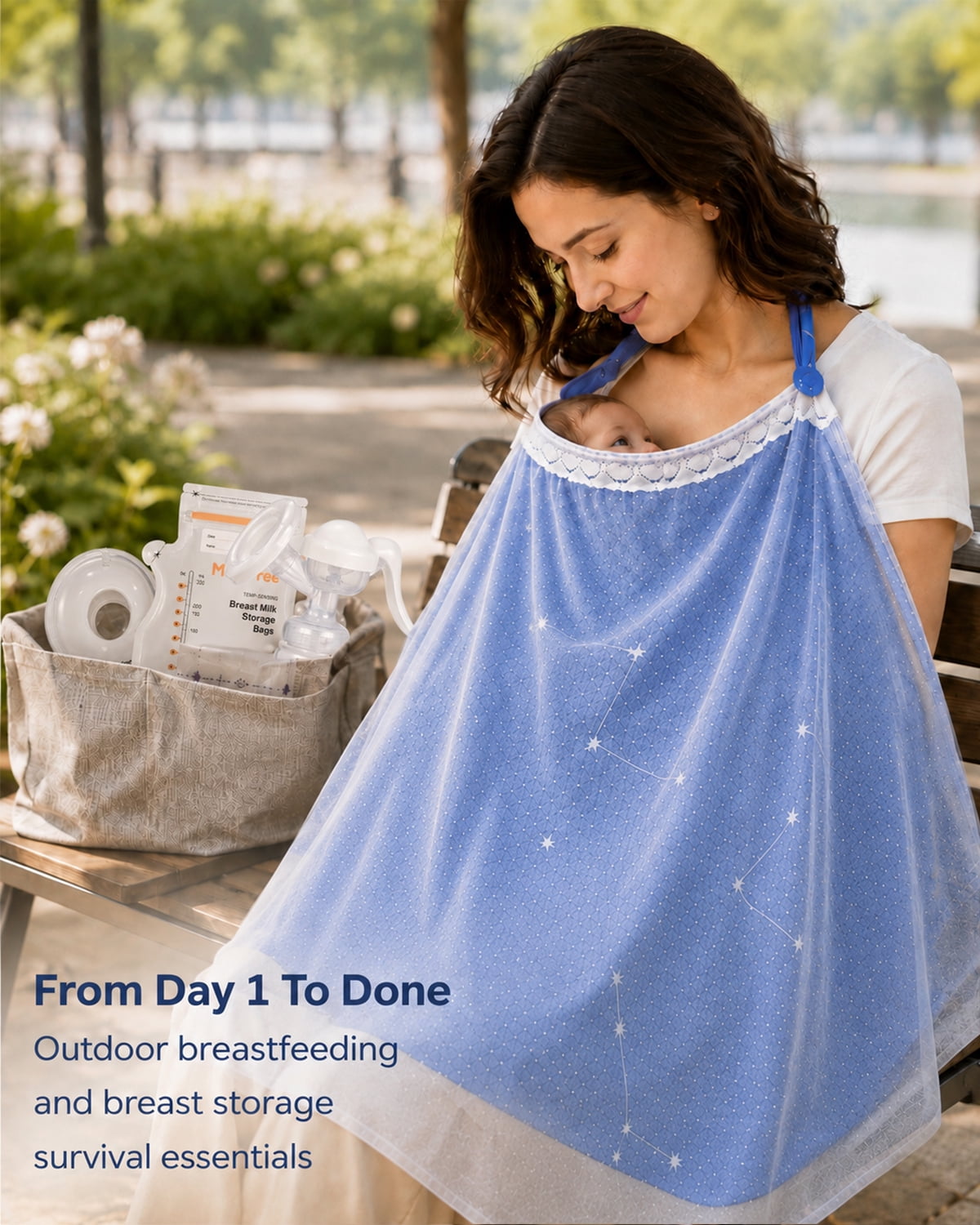 Momfree Manual Breast Pump, Breast Pumping Essentials Kit with Breastmilk Storage Bags, Nursing Pads, Breast Milk Collector, Nursing Cover & Storage Bag for At Home & On-the-Go Breastfeeding Moms