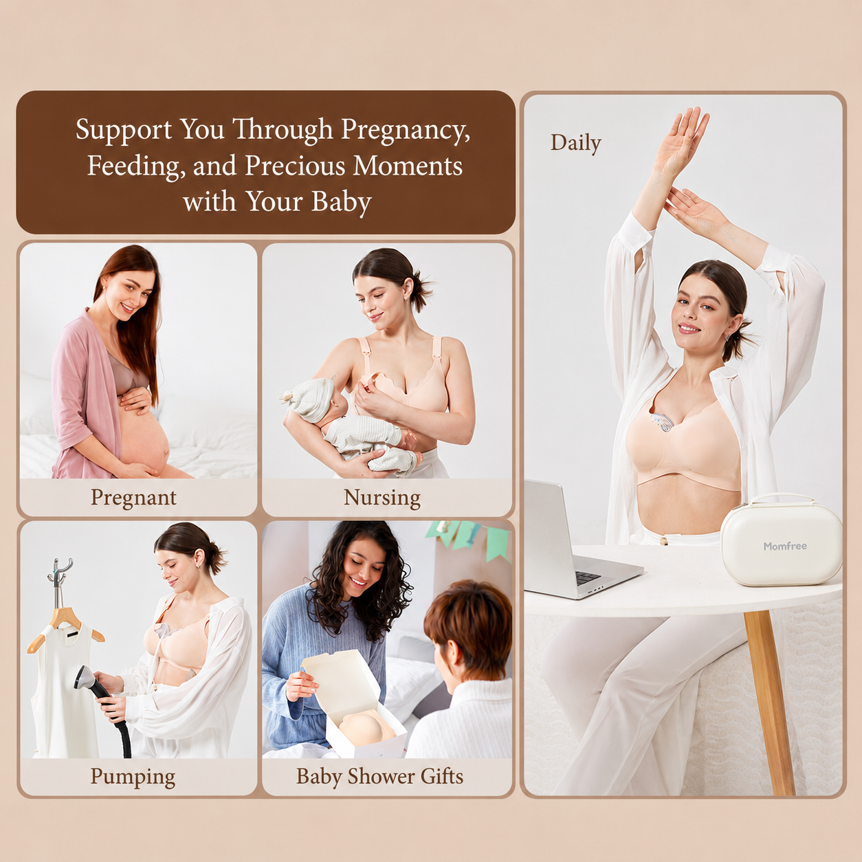 Seamless Nursing Bra with Easy-Open Clips & Flexible Support