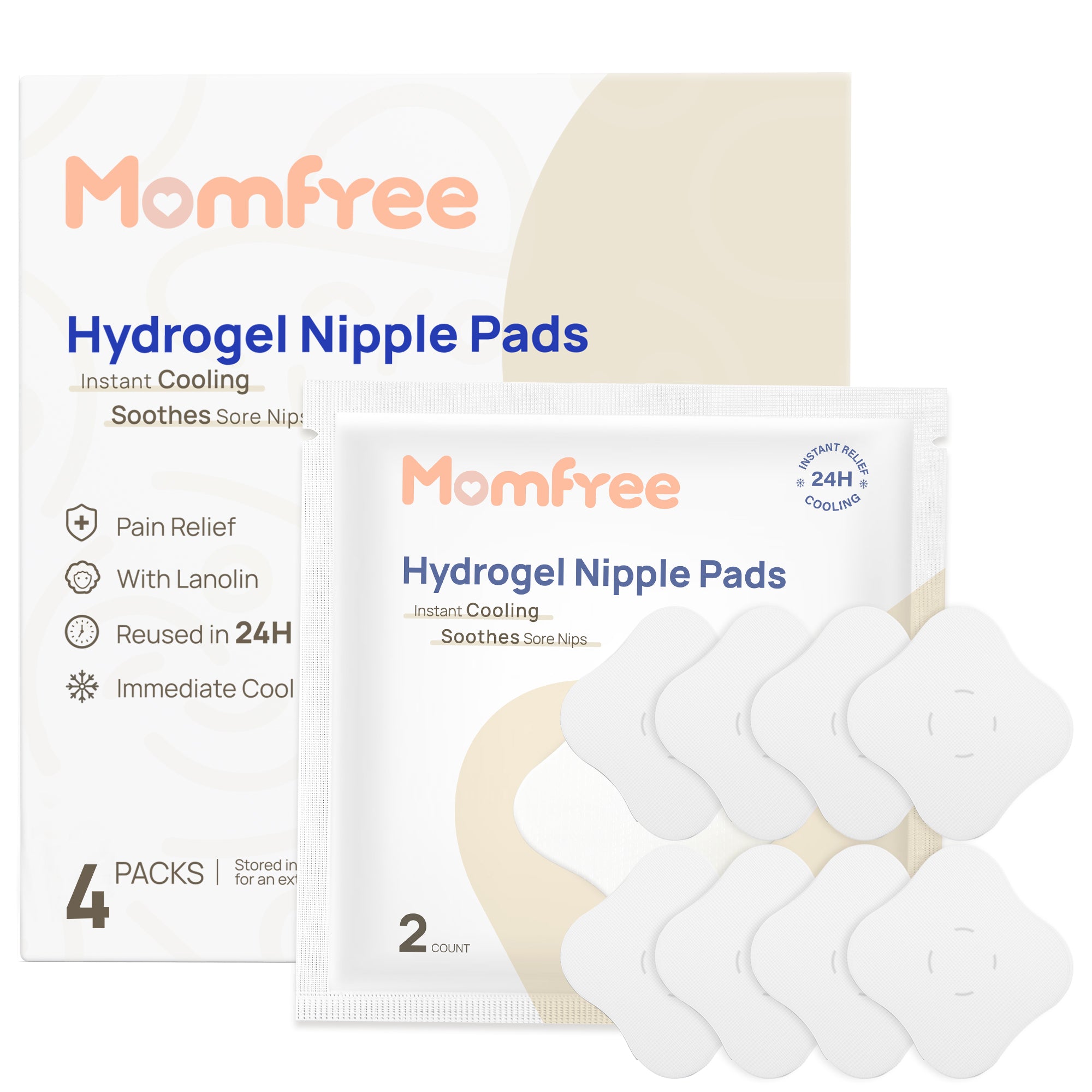 Hydrogel Nipple Gel Pads for Breastfeeding: Soothing Nursing Pads Reusable Instant Cooling Relief