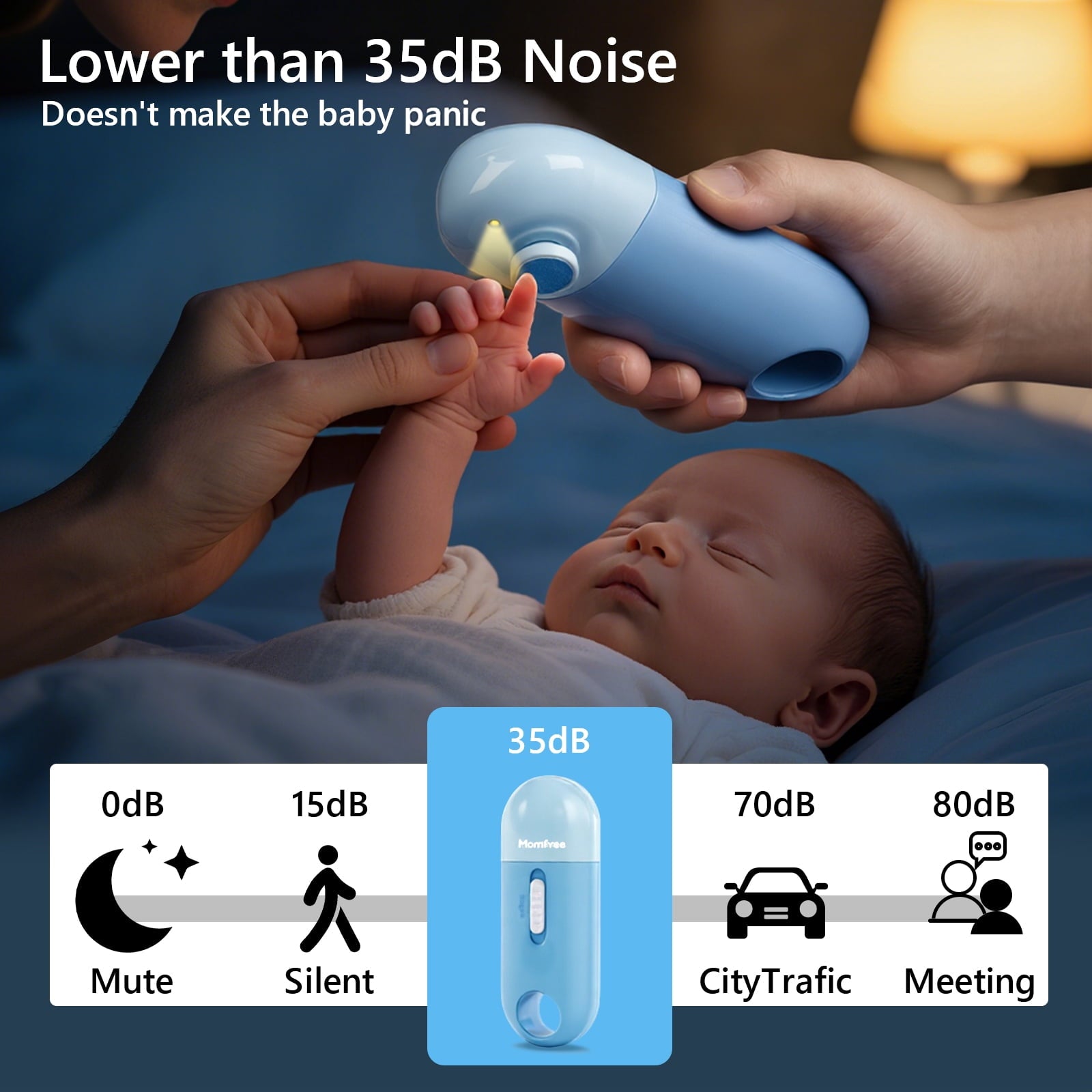 Momfree Baby Nail File Clippers Electric Trimmer Kit for Newborn, Toddler, Kids, Adult