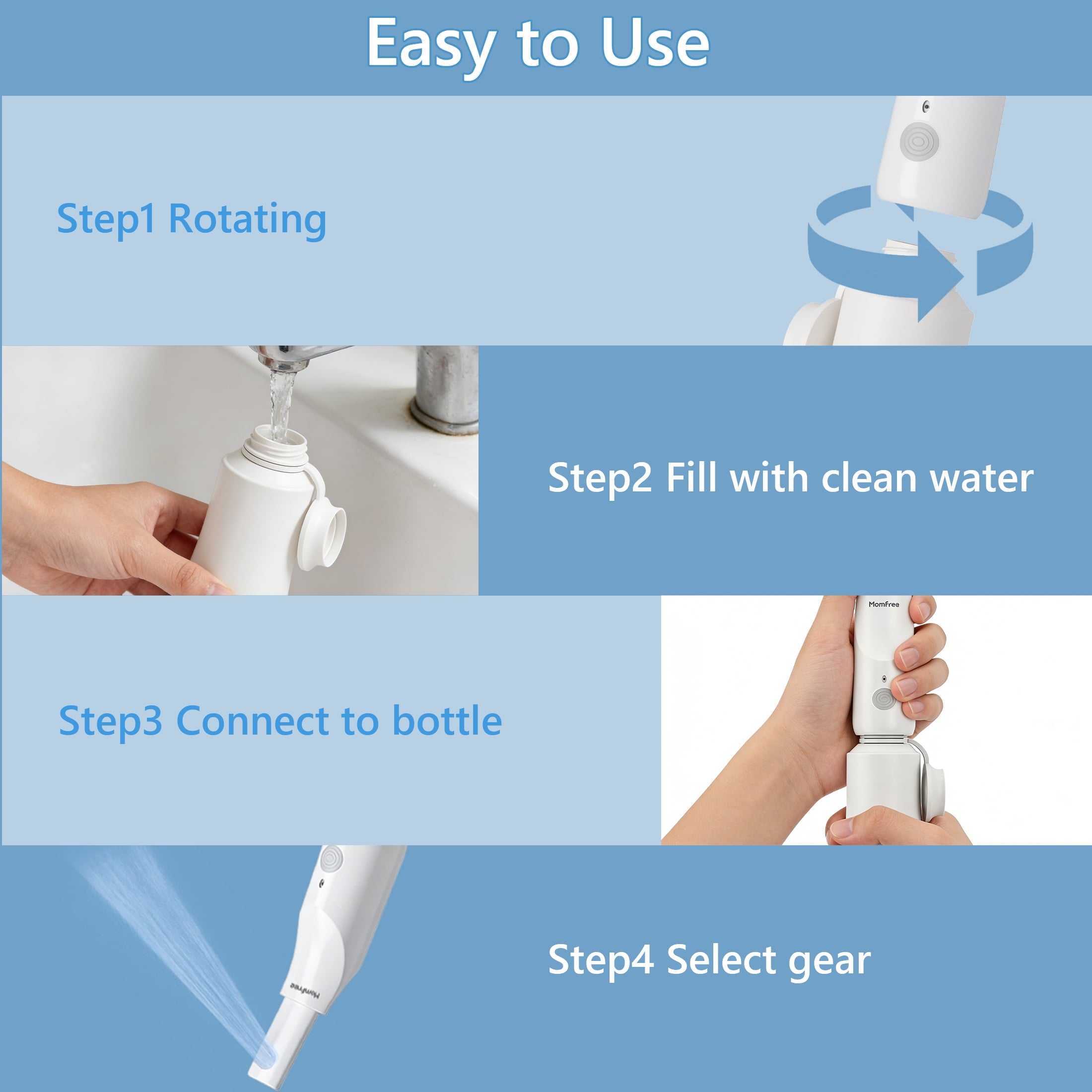 Momfree Electric Portable Bide-Rechargeable Travel Bidet for Hygiene Cleaning
