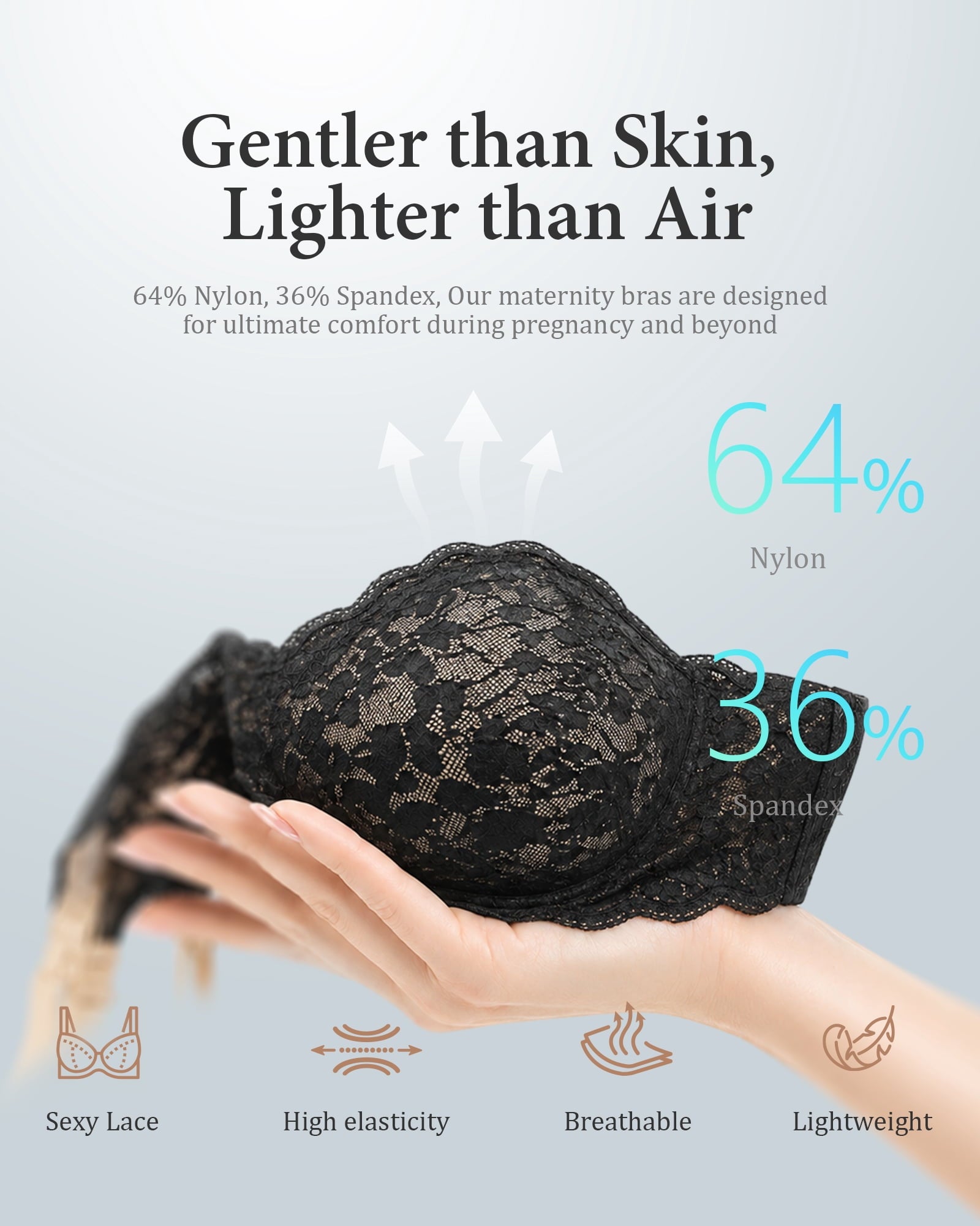 Momfree Lace Nursing Bra for Breastfeeding,Seamless Padded Maternity Bra with Fixed Padding,Soft Deep V Bra Sleep Bralette for Women XL