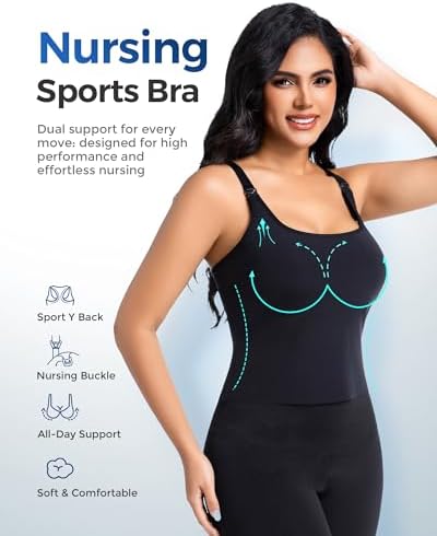 Sports Nursing Bras for Breastfeeding, Yoga Crop Top Soft Supportive Maternity Bralette with Built in Padded Bra|B0G4W57KNW