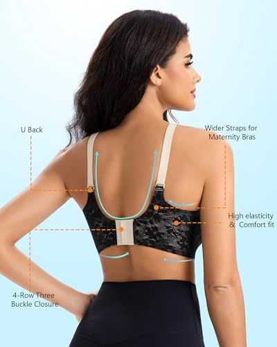 Nursing Bras for Breastfeeding, Maternity Bra with Jelly Strip Support, Buttery Soft Bralette with Lace Coverage|B0GQZGWK8J