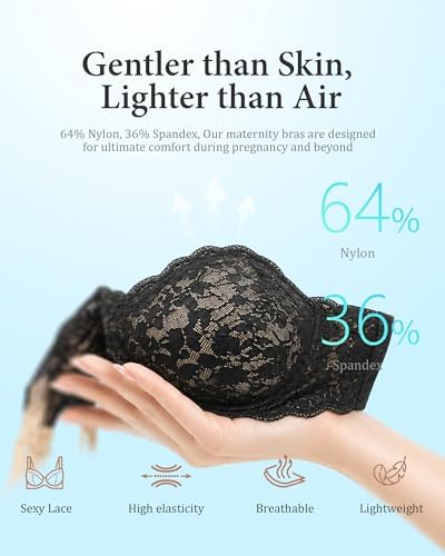 Nursing Bras for Breastfeeding, Maternity Bra with Jelly Strip Support, Buttery Soft Bralette with Lace Coverage|B0GQZGWK8J