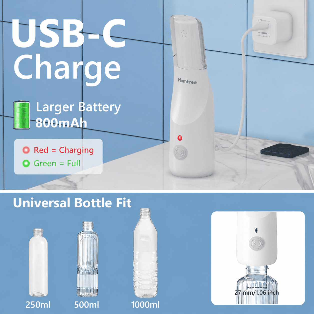 Momfree Electric Portable Bide-Rechargeable Travel Bidet for Hygiene Cleaning