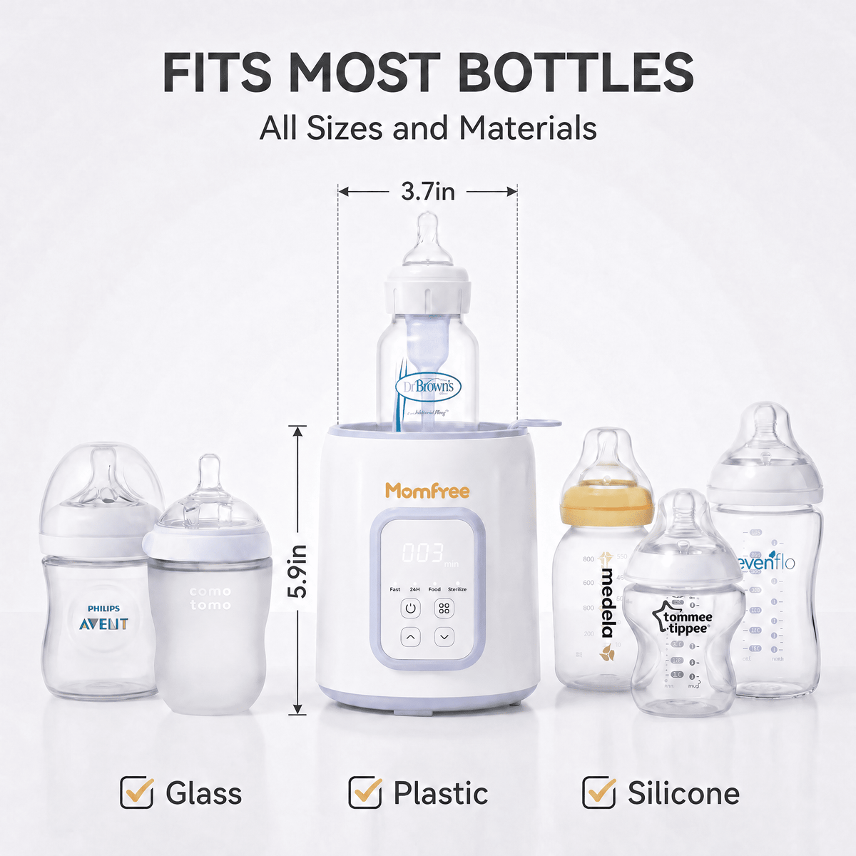 Momfree Baby Essentials Bottle Warmer,8-in-1 Baby Milk Warmer with Smart Temperature Control Fast Baby Food Heater,Automatic Shut-Off Breastmilk Warmer,with Defrost Keep for All Bottles