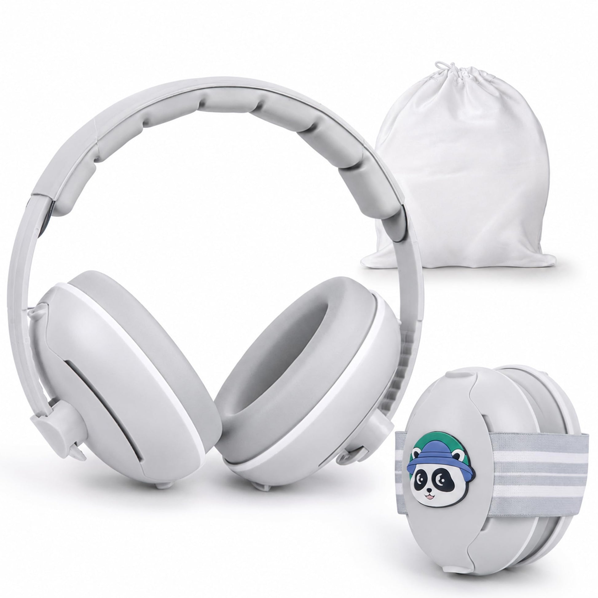 2-in-1 Baby Ear Muffs for Noise Reduction, Ear Protection Earmuffs with Adjustable Headband for Babies and Toddlers 0 to 48 Months, Noise Cancelling Headphones Ideal Infant Airplane, Travel