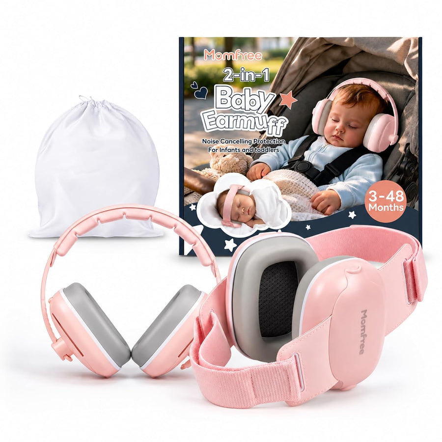 2-in-1 Baby Ear Muffs for Sound Reduction, Hearing Protection for Airplane, Fireworks, Soft & Comfort Noise Cancelling Headphones with Adjustable Headband for Babies and Toddlers(3-48 Months)