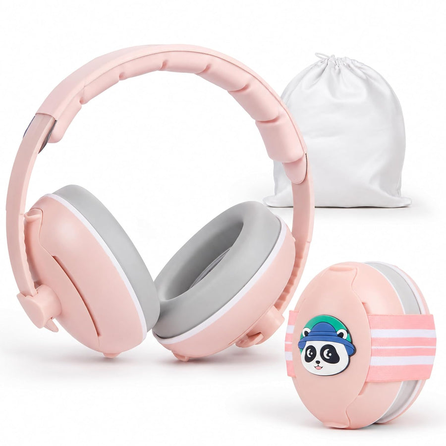 2-in-1 Baby Ear Muffs for Noise Reduction, Ear Protection Earmuffs with Adjustable Headband for Babies and Toddlers 0 to 48 Months, Noise Cancelling Headphones Ideal Infant Airplane, Travel