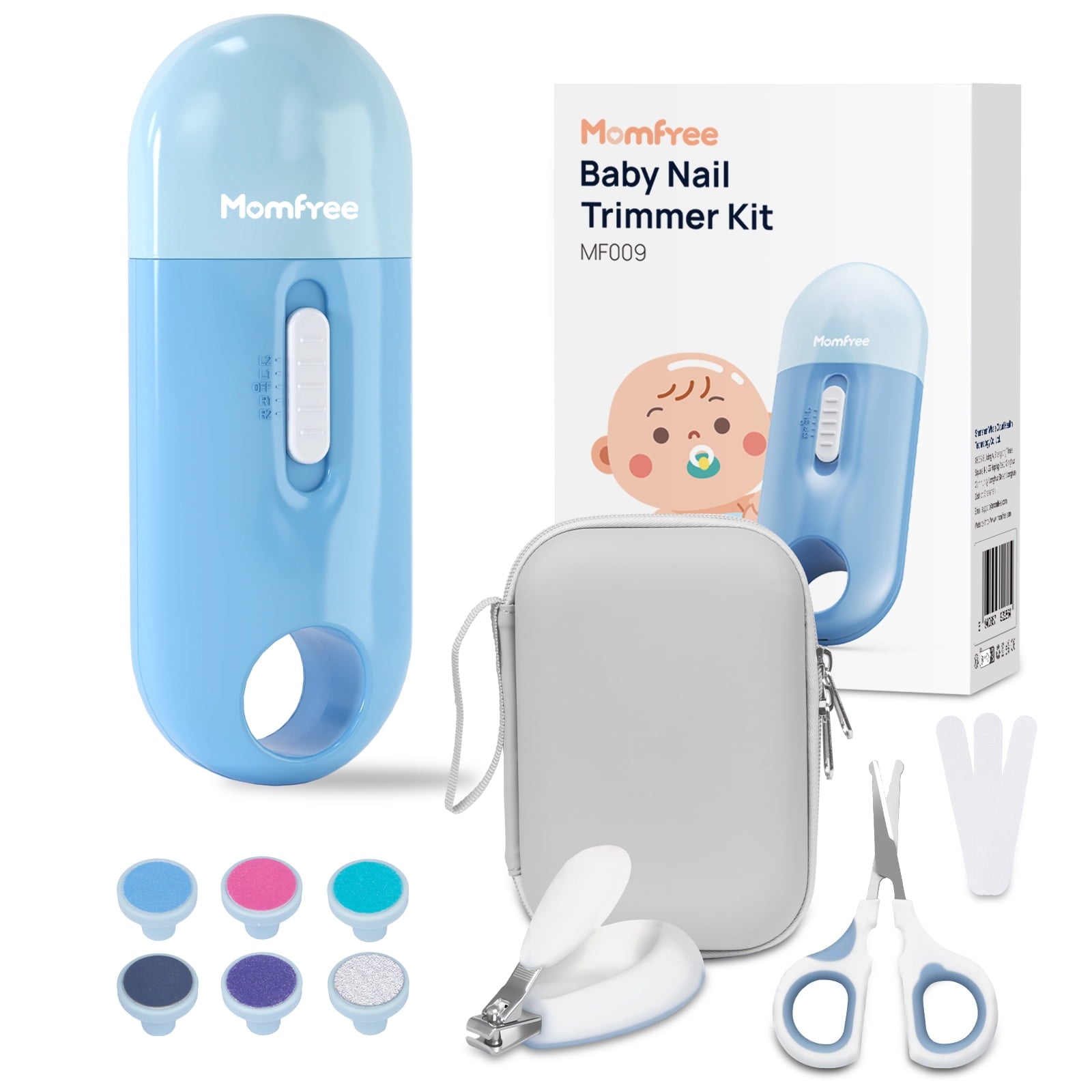 Momfree Baby Nail File Clippers Electric Trimmer Kit for Newborn, Toddler, Kids, Adult