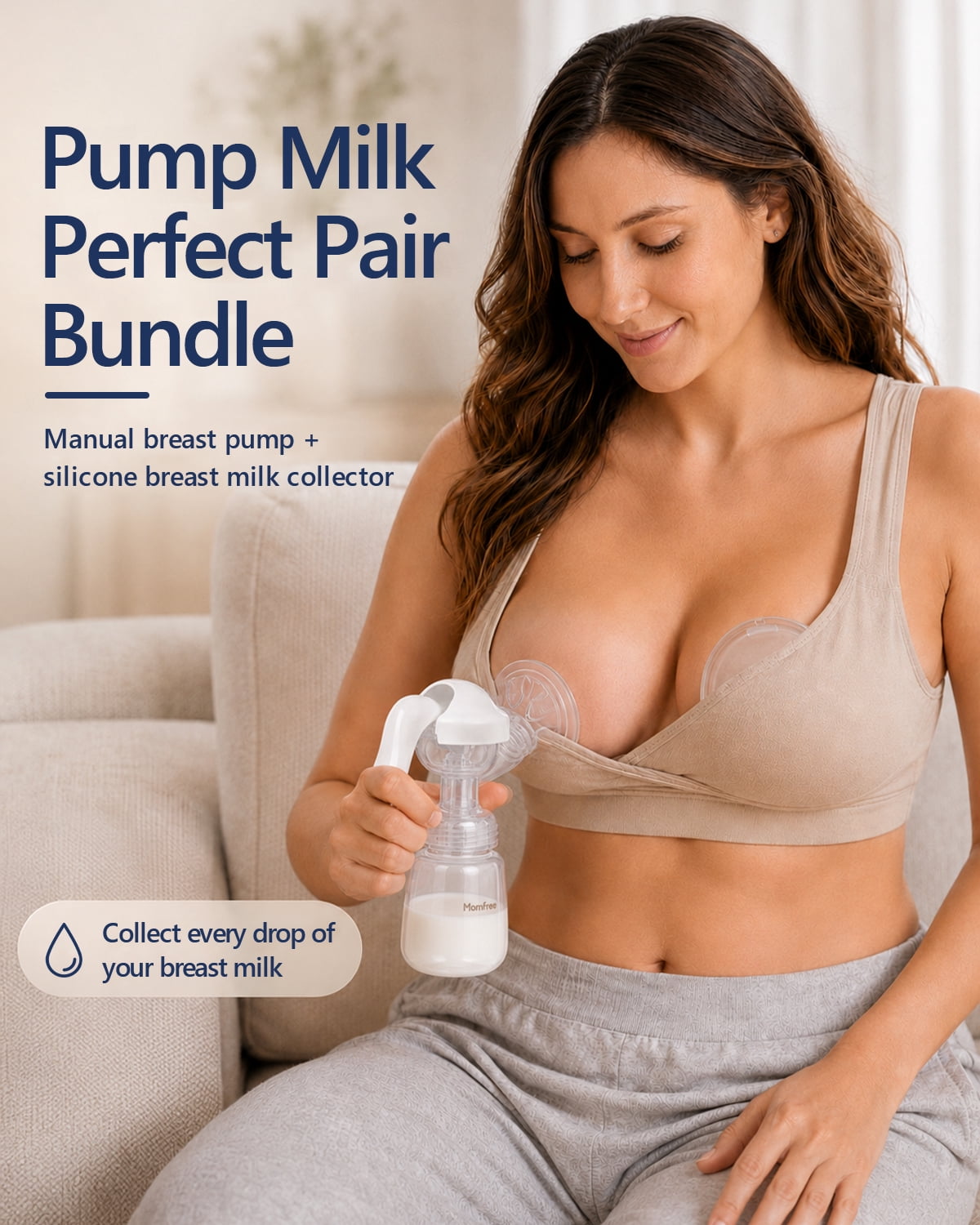 Momfree Manual Breast Pump, Breast Pumping Essentials Kit with Breastmilk Storage Bags, Nursing Pads, Breast Milk Collector, Nursing Cover & Storage Bag for At Home & On-the-Go Breastfeeding Moms