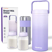 Momfree 22oz Breast Milk Cooler for Breastmilk Storage–360°Cooling Keeps Milk Fresh 24H,Portable Breastmilk Chiller with 2 BPA-Free Bottles, Leak-Proof,304 Stainless Steel,for Travel & Work