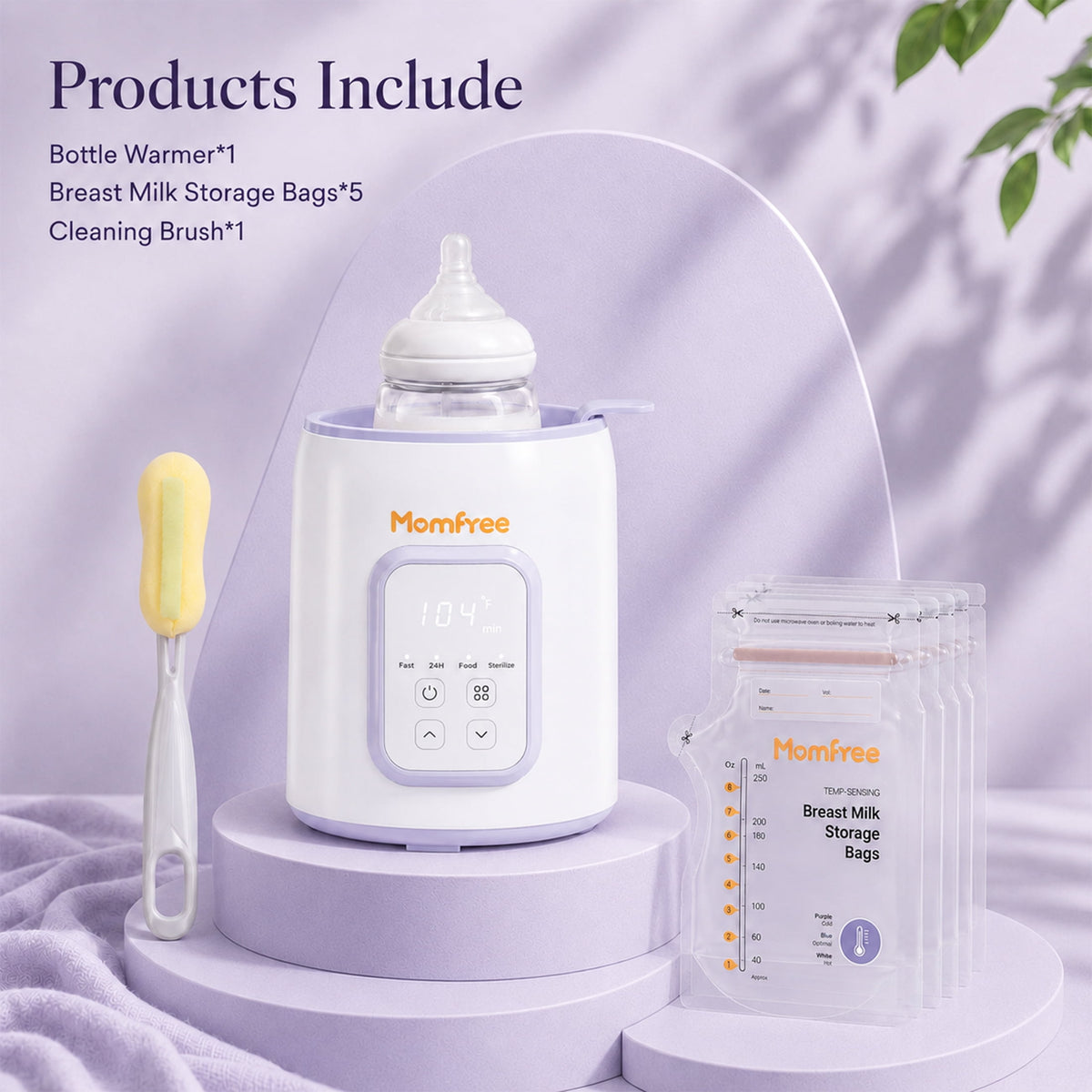 Momfree Baby Essentials Bottle Warmer,8-in-1 Baby Milk Warmer with Smart Temperature Control Fast Baby Food Heater,Automatic Shut-Off Breastmilk Warmer,with Defrost Keep for All Bottles