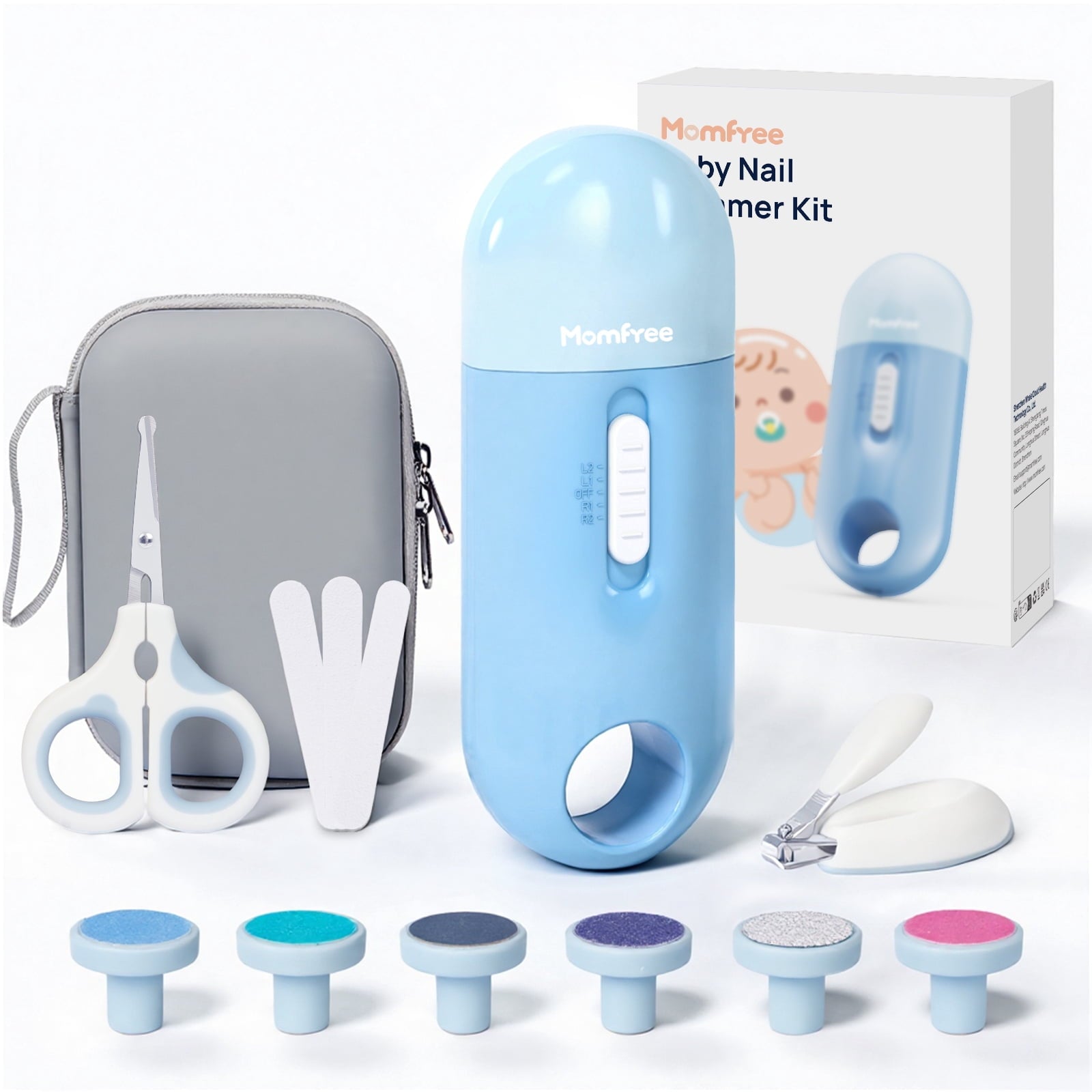 Momfree Baby Nail File Clippers Electric Trimmer Kit for Newborn, Toddler, Kids, Adult