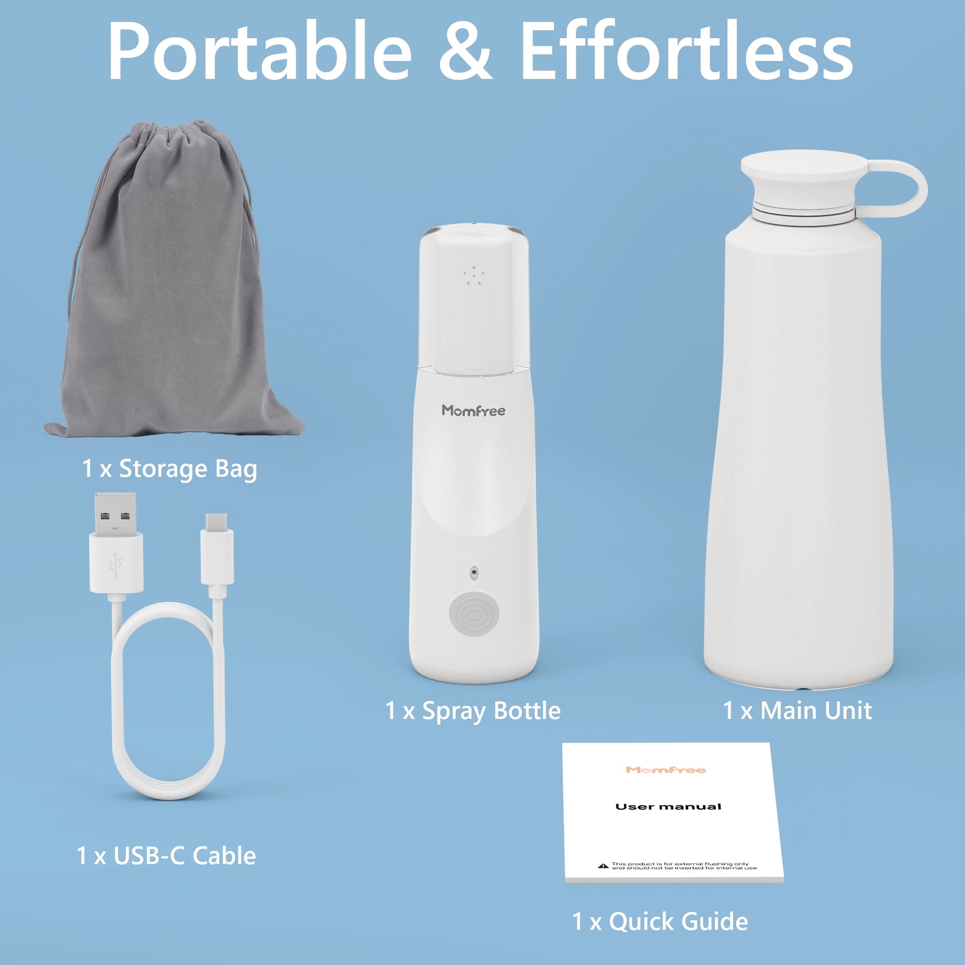 Momfree Electric Portable Bide-Rechargeable Travel Bidet for Hygiene Cleaning