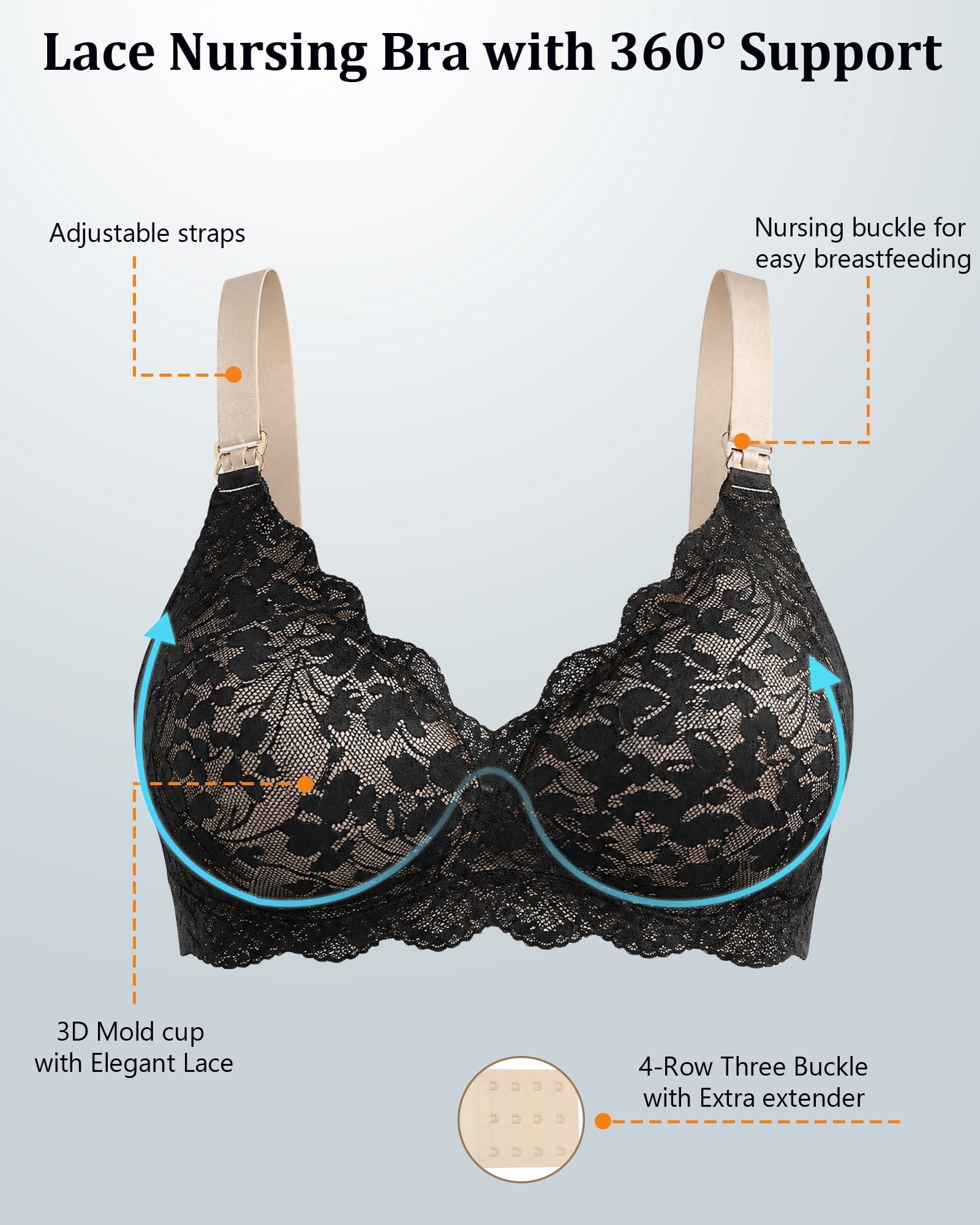 Momfree Lace Nursing Bra for Breastfeeding,Seamless Padded Maternity Bra with Fixed Padding,Soft Deep V Bra Sleep Bralette for Women XL