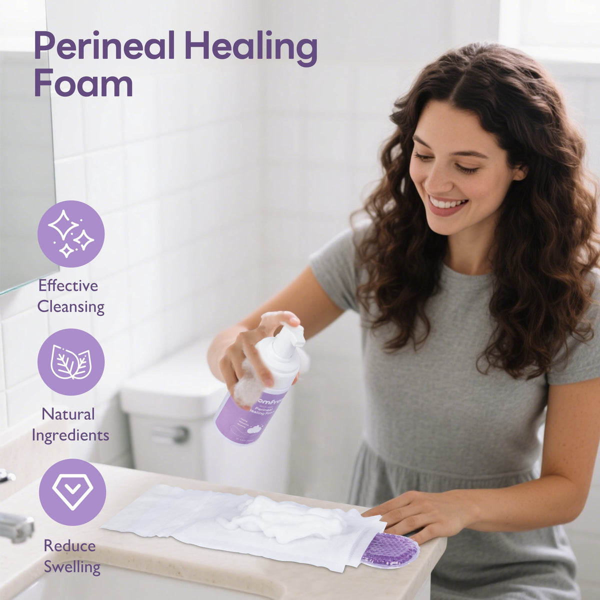Momfree Postpartum Recovery Kit, 11 Piece, Peri Bottle, Maxi Pads, Nursing Pads, Disposable Underwear, Witch Hazel Liners, Lanolin Cream, Hospital Bag
