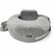 Gray Momfree MF016 adjustable nursing pillow with raised support panel, neck strap and waist belt