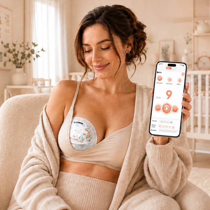 Load video: Momfree F6 wearable breast pump how to use tutorial